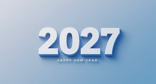 Celebrate the New Year 2027 with this stunning 3D render on a soft pastel background for your digital marketing and social media campaigns