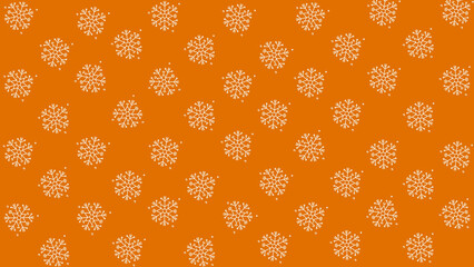 Doodle christmas snow outline seamless pattern adorning a bright orange repeating background.