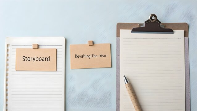 Minimalist Workspace with Clipboard and Notes Outlining Planning