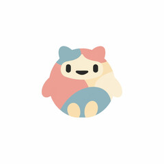 Fototapeta premium Cute Cartoon Character with Pastel Colors and Round Shape.