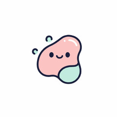 Cute Blob Character with Smiling Face and Bubbles.