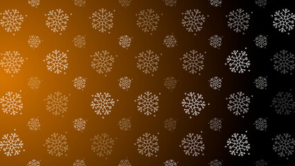 Doodle christmas snow outline seamless pattern adorning a bright orange repeating background.