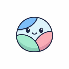 Cute Cartoon Globe with Smiling Face and Pastel Colors.