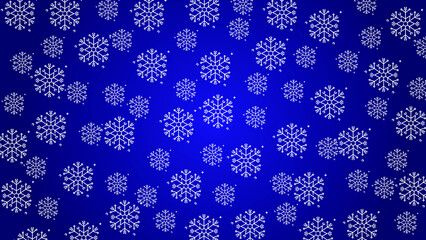 Doodle christmas snow outline seamless pattern adorning a bright blue repeating background.