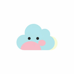 Cute Blue Cloud Character with Pink Cheeks and Black Eyes.