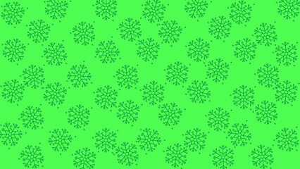 Doodle christmas snow outline seamless pattern adorning a bright green repeating background
