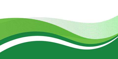 Abstract White and Green wave wide background banner modern arts green and white