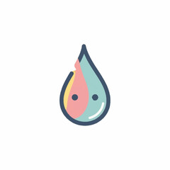 Colorful water droplet illustration with multiple shades and a friendly face.
