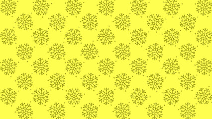 Doodle christmas snow outline seamless pattern adorning a bright yellow repeating background.