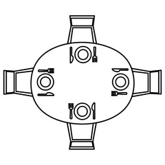 Dining table icon with plates and cutlery, , perfect for restaurant and food concepts