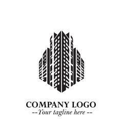 Building Logo Symbol in Black on the White Background with Modern Minimal Architecture Design