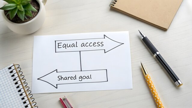 Diagram showing equal access and shared goal with connecting paths