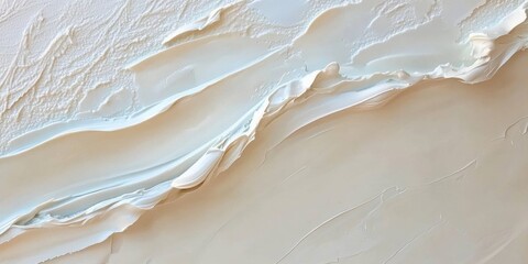 Naklejka premium Close-up creamy white substance which appears to be Closeup of impasto abstract