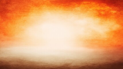 Abstract warm gradient background with a bright central glow, transitioning from vibrant orange to earthy brown with a subtle textured finish, blurred orange background
