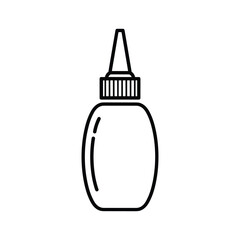 Black and white line art illustration of a glue bottle with a nozzle