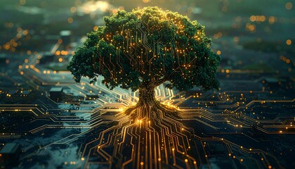 Digital Tree of Life - Technology and Nature Intertwined.