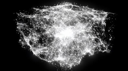 Abstract representation of a complex network with interconnected nodes and lines shining brightly