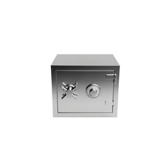 Obraz premium Secure metal safe with combination dial and vault door handle