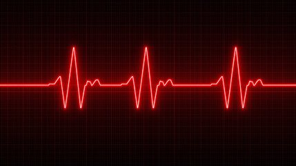 Basic concept of heartbeat with red neon touch