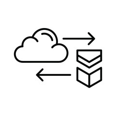 Cloud data transfer icon, sync between cloud and server