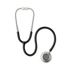 Black and Silver Medical Stethoscope isolated on transparent background