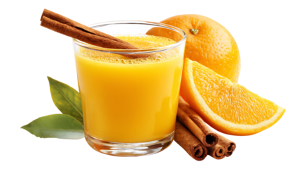 Vibrant orange juice with cinnamon, a refreshing and flavorful drink, perfect for a healthy and delicious start to your day