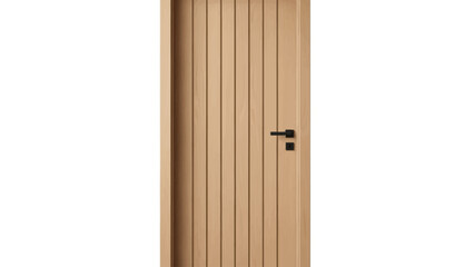 A wooden door with a black handle and lock