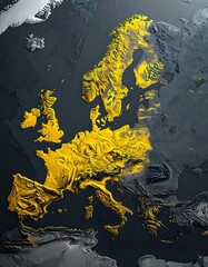Europe in Gold - A Textured Map of the Continent.