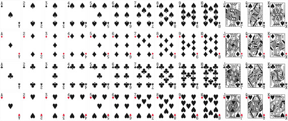 High-Quality Playing Cards Set - Black On White