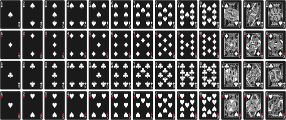 High-Quality Playing Cards Set - White On Black
