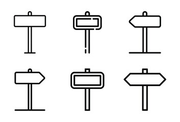 Various outline road sign icon set for navigation and direction
