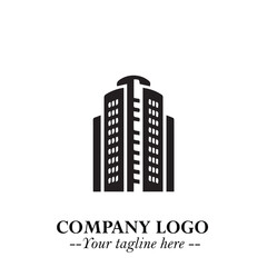 Building Logo Symbol in Black on the White Background with Modern Minimal Architecture Design