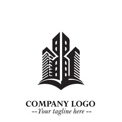 Building Logo Symbol in Black on the White Background with Modern Minimal Architecture Design