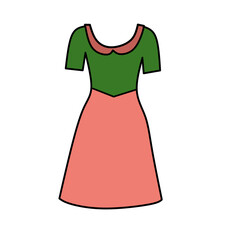 Elegant red silk fashion gown on a white mannequin object, isolated apparel design for women's beauty