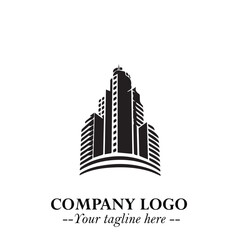 Building Logo Symbol in Black on the White Background with Modern Minimal Architecture Design