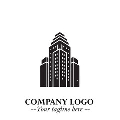 Building Logo Symbol in Black on the White Background with Modern Minimal Architecture Design