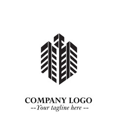 Building Logo Symbol in Black on the White Background with Modern Minimal Architecture Design