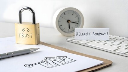 A lock and clock symbolize home loan and reliable borrowing