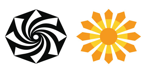 Abstract Graphic Design with Geometric Shapes and Contrasting Color Palettes