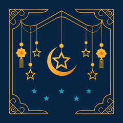 Golden Grace: Crescent and Stars in Ornamental Harmony