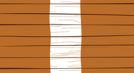 Wooden planks with white painted strip