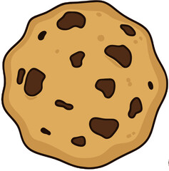 Single Classic Chocolate Chip Cookie Illustration (Crispy Style)