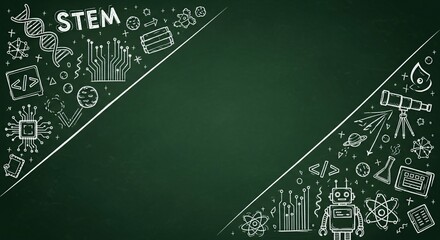 Science Education Icons Chalkboard Frame STEM Learning Blackboard Background
