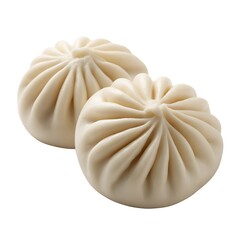 Two Steamed Buns Close Up on White Background Representing Asian Cuisine and Comfort Food Photography