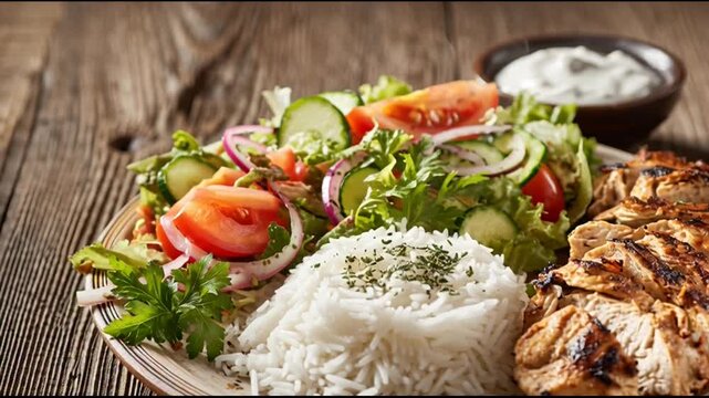 Chicken Shawarma Plate With Rice And Salad
