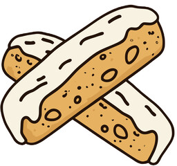 Two Crossed Biscotti Biscuits with White Icing Drizzle