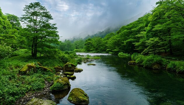vue sur une riviere dans une foret verdoyante r ia generative