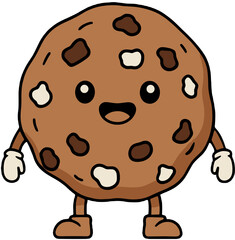 Cute Kawaii Chocolate Chip Cookie Laughing Mascot Character