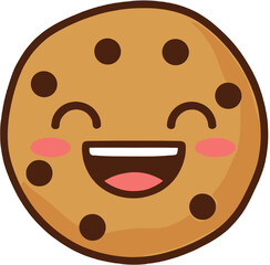 Cute Kawaii Loudly Laughing Chocolate Chip Cookie Emoticon