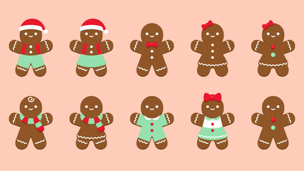 Fototapeta premium Dark Gingerbread Characters with Holiday Decorations